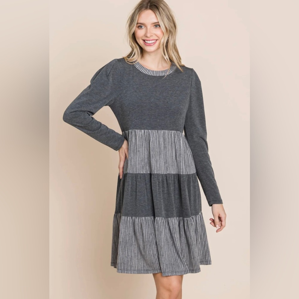 Emerald Striped Babydoll Dress